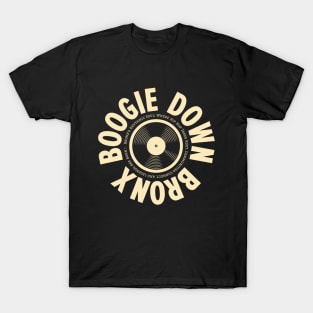 Boogie Down Bronx Hip Hop Logo - Vintage Vinyl Record Design T-Shirt